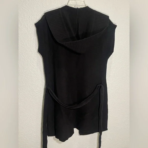 LAUREN RALPH LAUREN Black Knit Short Sleeve Hooded Longline Cardigan Size XS - Picture 8 of 13